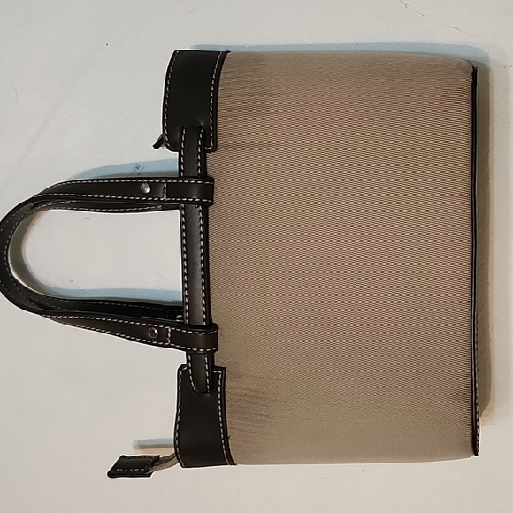 Vintage Etienne Aigner Tan and Black Nylon & Faux Leather Mini Tote - Picture 7 of 16